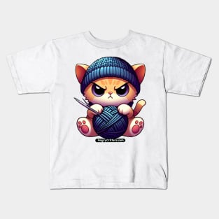 Angry Critters - Kitten Knitting Kids T-Shirt